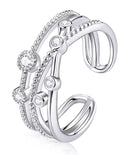 BAMOER δαχτυλίδι BSR162, κυβική ζιρκόνια, ανοιγόμενο, ασήμι 925, ασημί - Timo Leon™ Shop