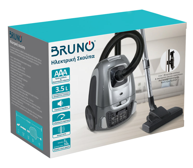 BRUNO ηλεκτρική σκούπα BRN-0136, 800W, 3.5lt, γκρι