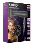 BRUNO σεσουάρ μαλλιών AC BRN-0155, 2200W, με φυσούνα, μαύρο