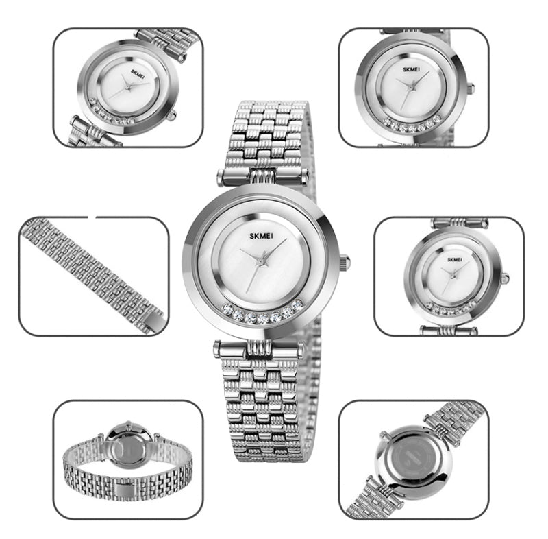 SKMEI γυναικείο ρολόι 1784SI με μεταλλικό μπρασελέ, 31mm, 3 ATM, ασημί - Timo Leon™ Shop