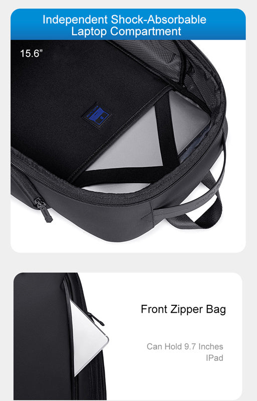 ARCTIC HUNTER τσάντα πλάτης B00554 με θήκη laptop 15.6", 20L, USB, μαύρη