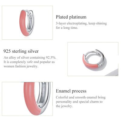 BAMOER σκουλαρίκι κρίκος BSE488, μονό, ασήμι 925, ροζ - Timo Leon™ Shop