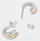 BAMOER σκουλαρίκια διπλοί κρίκοι BSE952, ασήμι 925, ασημί & χρυσό