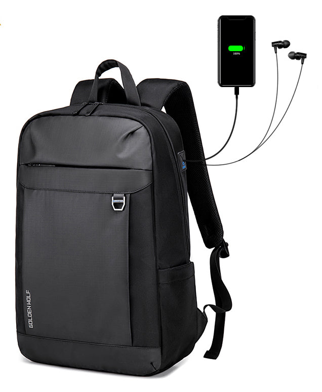 GOLDEN WOLF τσάντα πλάτης GB00400-BK, με θήκη laptop 15.6", μαύρη - Timo Leon™ Shop