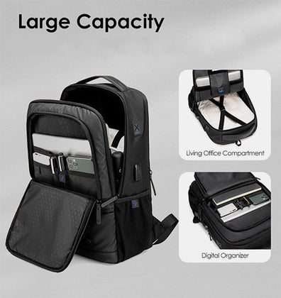 GOLDEN WOLF τσάντα πλάτης GB00402, με θήκη laptop 15.6", 20-25L, μαύρη - Timo Leon™ Shop