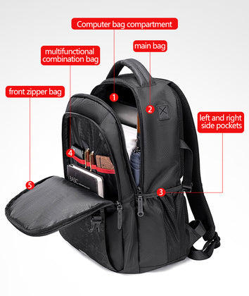 GOLDEN WOLF τσάντα πλάτης GB00433, με θήκη laptop 15.6", 23L, μαύρη - Timo Leon™ Shop