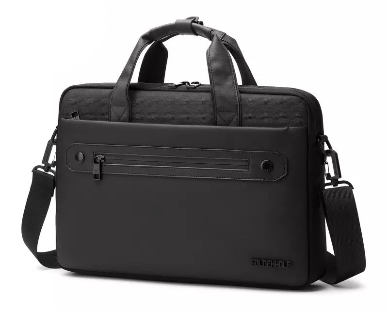 GOLDEN WOLF τσάντα ώμου GW00009, θήκη laptop 15.6", αδιάβροχη, μαύρη