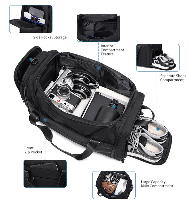 ARCTIC HUNTER τσάντα ταξιδίου LX00021, πτυσσόμενη, 30L, μαύρη - Timo Leon™ Shop
