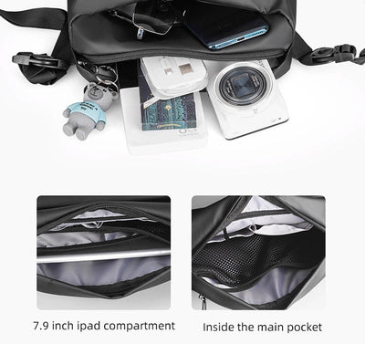 MARK RYDEN τσάντα ώμου MR8616, με θήκη tablet 7.9", 4L, αδιάβροχη, μαύρη - Timo Leon™ Shop