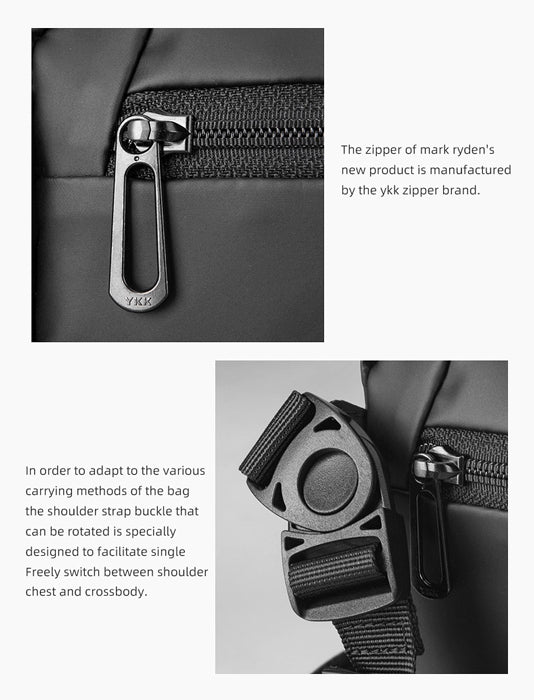 MARK RYDEN τσάντα ώμου MR8616, με θήκη tablet 7.9", 4L, αδιάβροχη, μαύρη - Timo Leon™ Shop
