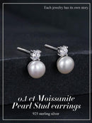 BAMOER σκουλαρίκια καρφωτά MSE042, πέρλα & μοϊσανίτης, ασήμι 925, ασημί - Timo Leon™ Shop