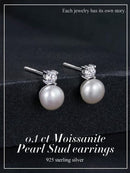 BAMOER σκουλαρίκια καρφωτά MSE042, πέρλα & μοϊσανίτης, ασήμι 925, ασημί - Timo Leon™ Shop