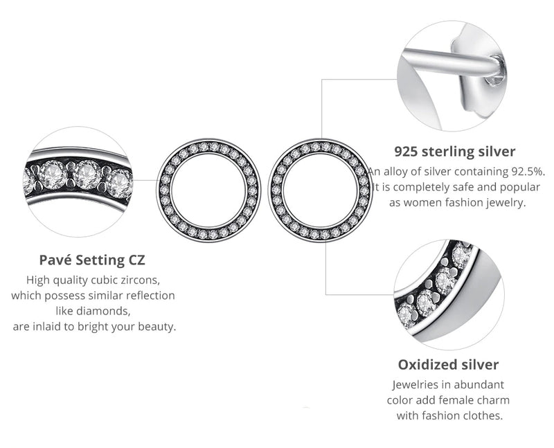 BAMOER σκουλαρίκια καρφωτά PAS437 σε σχέδιο κύκλου, ασήμι 925, ασημί - Timo Leon™ Shop