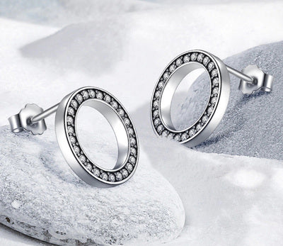 BAMOER σκουλαρίκια καρφωτά PAS437 σε σχέδιο κύκλου, ασήμι 925, ασημί - Timo Leon™ Shop