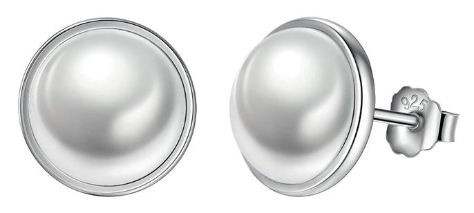 BAMOER σκουλαρίκια καρφωτά PAS489 με λευκή πέρλα, ασήμι 925, ασημί - Timo Leon™ Shop