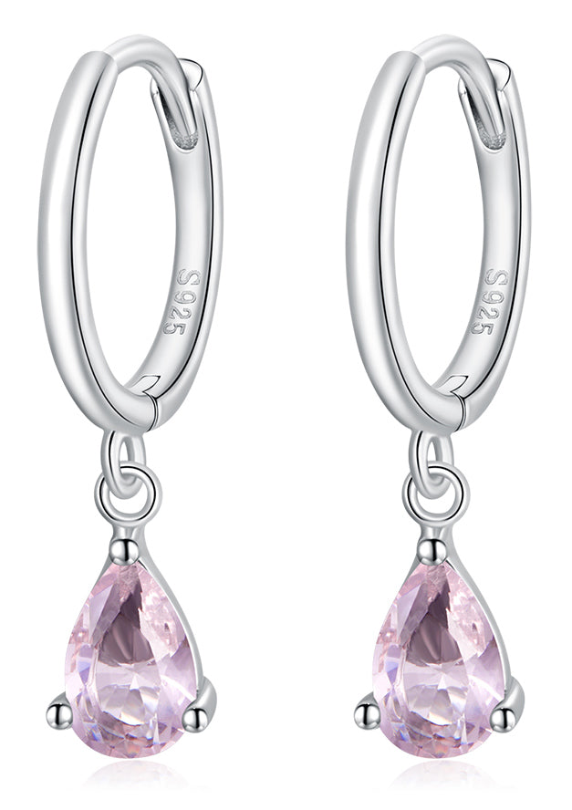 BAMOER σκουλαρίκια κρίκος SCE1018 με ροζ κυβική ζιρκόνια, ασήμι 925 - Timo Leon™ Shop