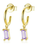 BAMOER σκουλαρίκια κρίκος SCE1242 με κυβική ζιρκόνια, ασήμι 925, χρυσό