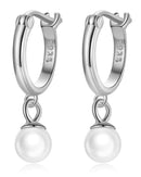 BAMOER σκουλαρίκια κρίκος SCE1257 με πέρλα, ασήμι 925, ασημί - Timo Leon™ Shop