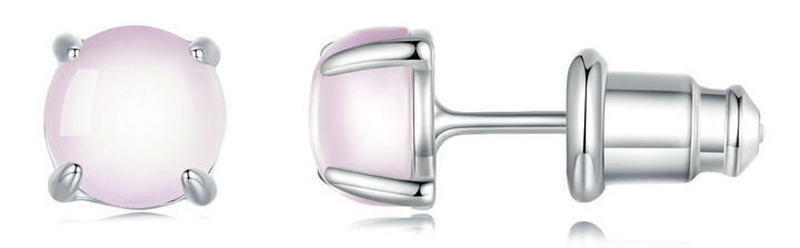 BAMOER σκουλαρίκια καρφωτά SCE1529-2 με φεγγαρόπετρα, ασήμι 925, ροζ - Timo Leon™ Shop