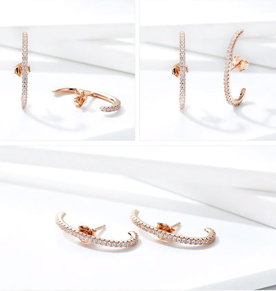 BAMOER σκουλαρίκια καρφωτά SCE548 hug λοβού, ασήμι 925, ροζ χρυσό - Timo Leon™ Shop