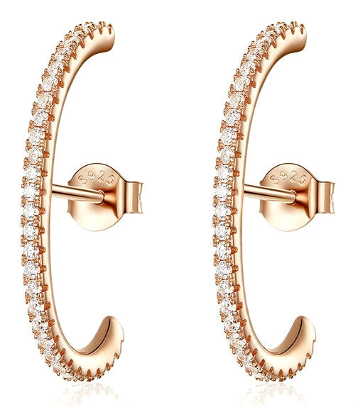 BAMOER σκουλαρίκια καρφωτά SCE548 hug λοβού, ασήμι 925, ροζ χρυσό - Timo Leon™ Shop