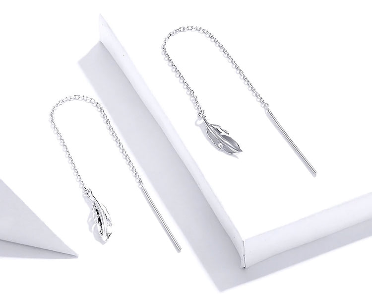BAMOER σκουλαρίκια κρεμαστά SCE786 σε σχέδιο φτερού, ασήμι 925, ασημί - Timo Leon™ Shop