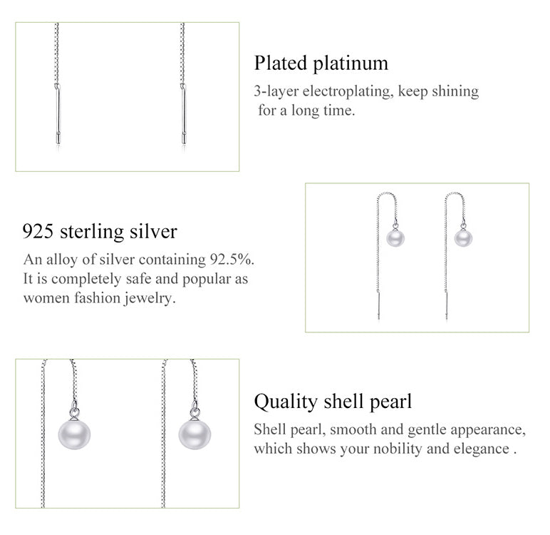 BAMOER σκουλαρίκια κρεμαστά SCE878-B με πέρλα, ασήμι 925, ασημί - Timo Leon™ Shop