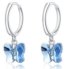 BAMOER σκουλαρίκια κρίκος πεταλούδα SCE959 με μπλε κρύσταλλο, ασήμι 925 - Timo Leon™ Shop
