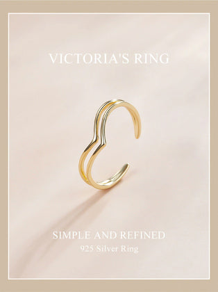 BAMOER δαχτυλίδι SCR713 με διπλό V, ανοιγόμενο, ασήμι 925, χρυσό