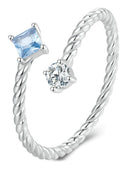 BAMOER δαχτυλίδι SCR923, κυβική ζιρκόνια, ανοιγόμενο, ασήμι 925, ασημί - Timo Leon™ Shop