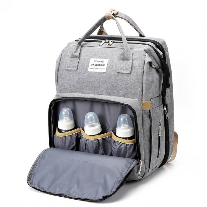 2 σε 1 τσάντα πλάτης & παιδικό κρεβατάκι TMV-0055, αδιάβροχη, γκρι